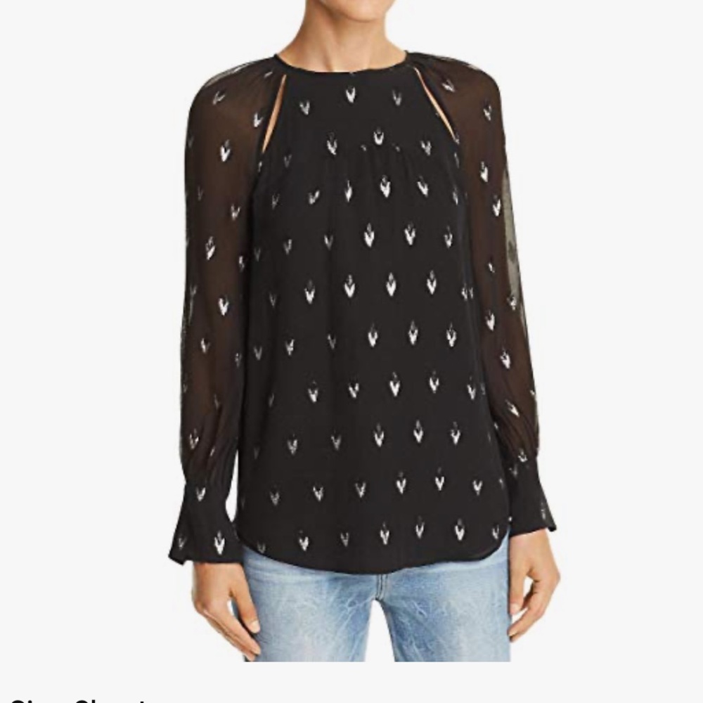 Joie Black Silk Blouse with Metallic Embroidery